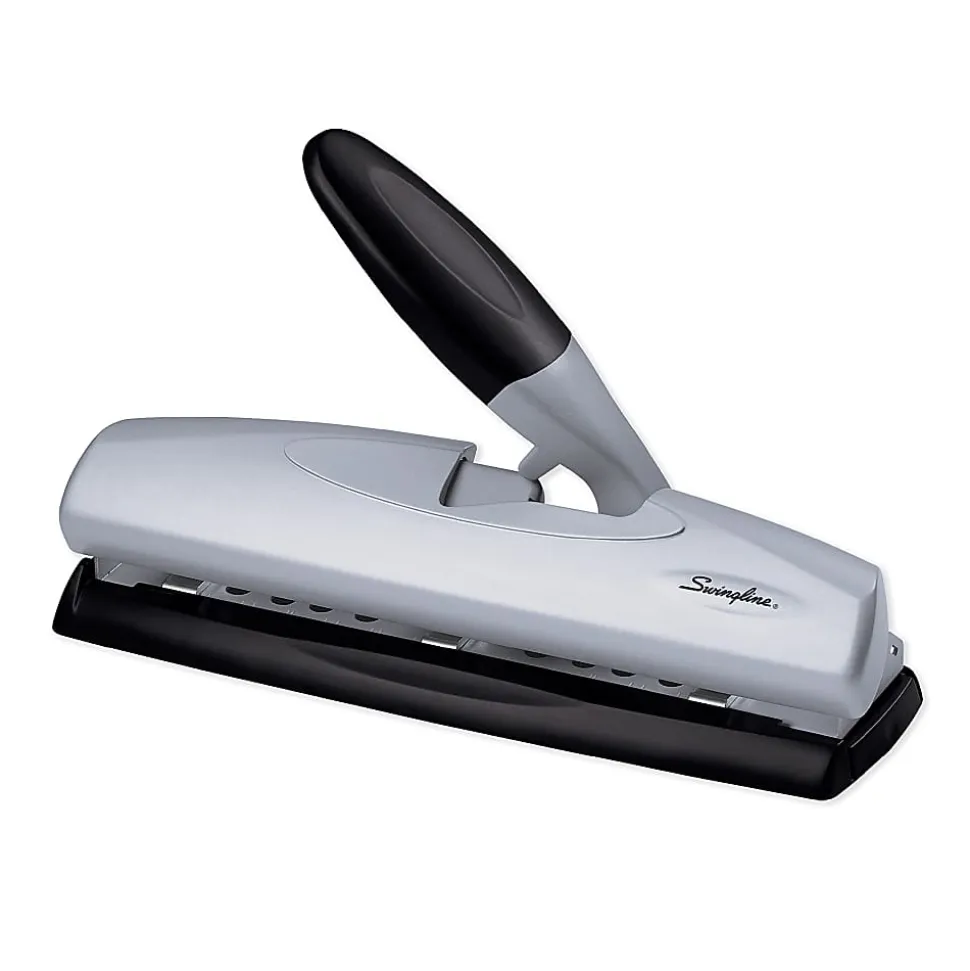 Swingline® LightTouch® High-Capacity Paper Punch, Black/Silver