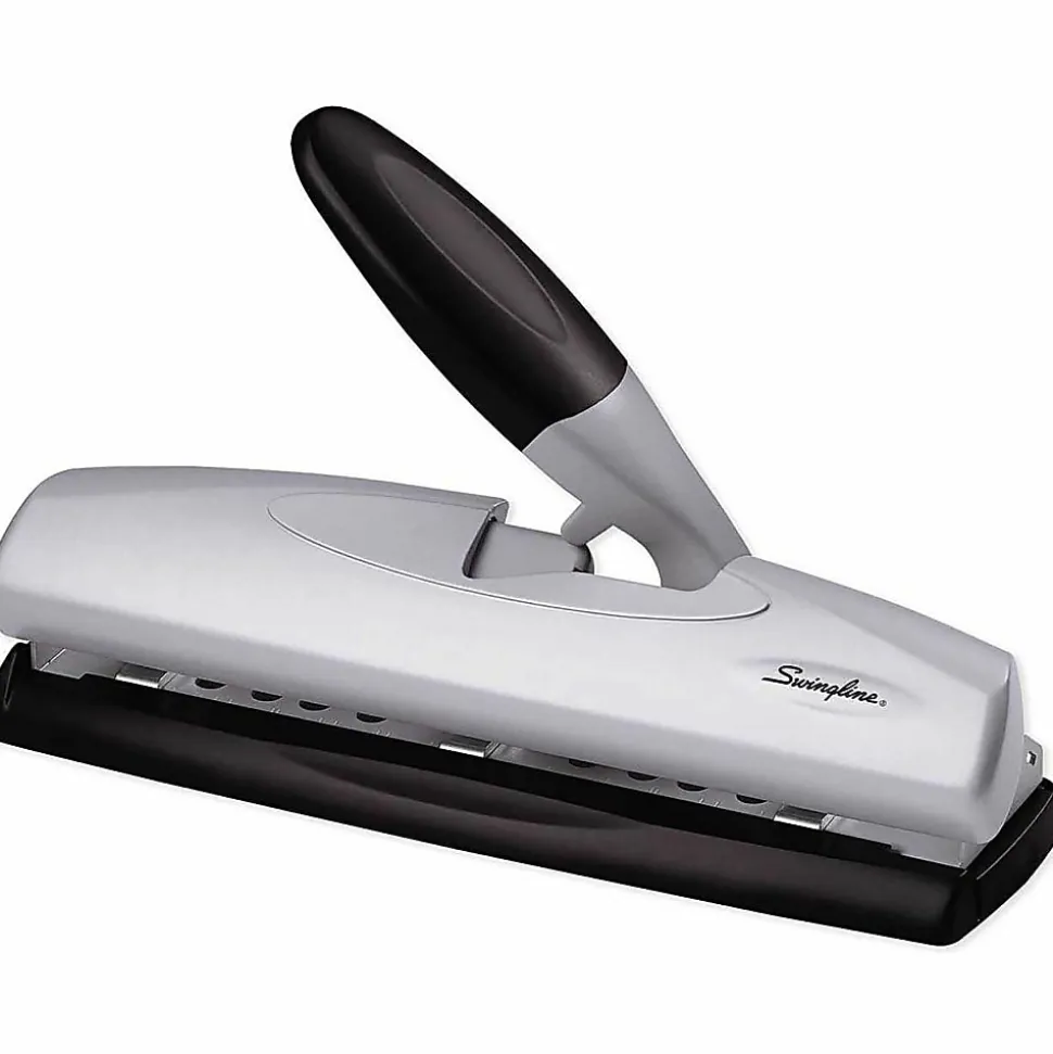 Swingline® LightTouch® High-Capacity Paper Punch, Black/Silver