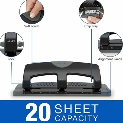Swingline® SmartTouch 3-Hole Low-Force Punch, 20-Sheet Capacity