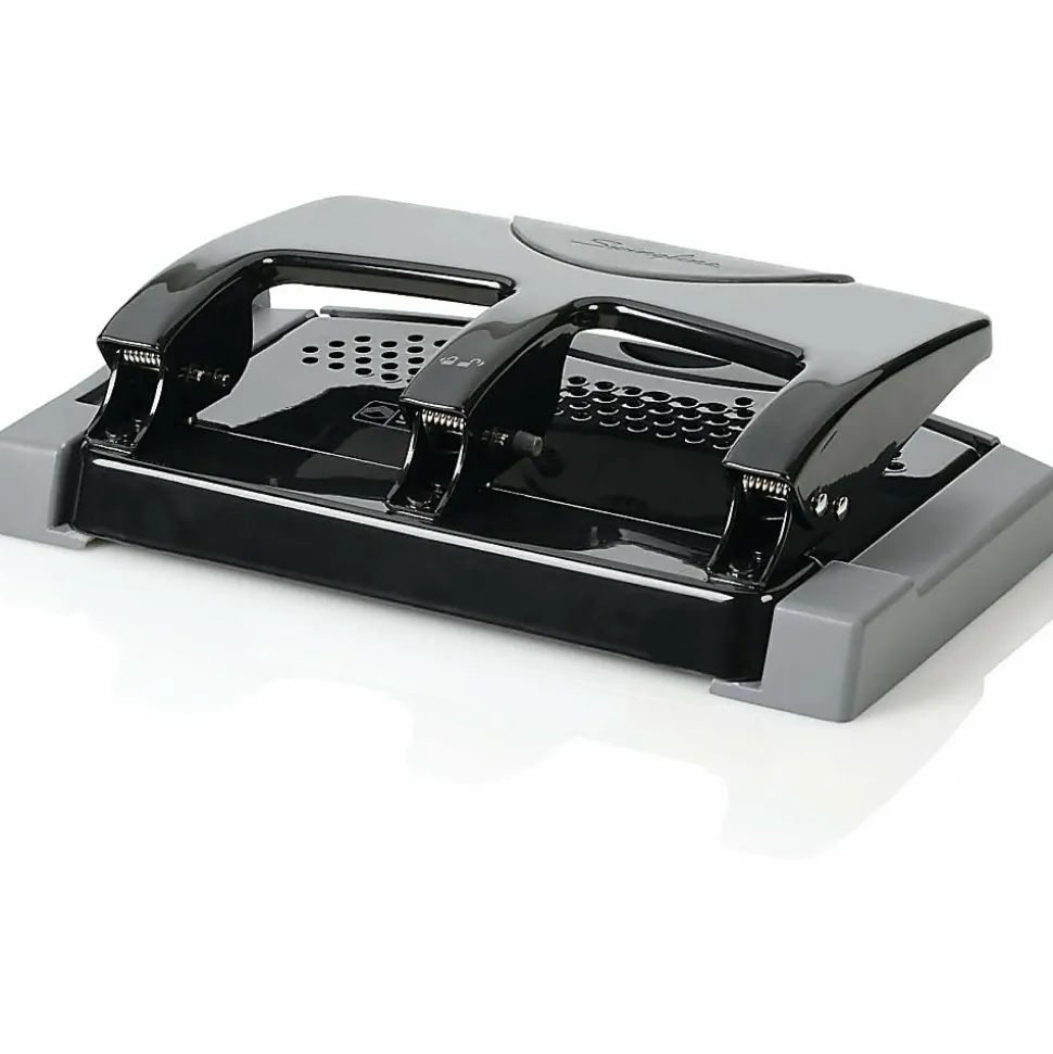 Swingline® SmartTouch™ Low-Force 3-Hole Punch, Black/Gray