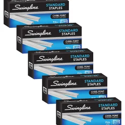 Swingline® Standard Staples, 1/4" Length, 5,000 Per Box, Pack Of 5
