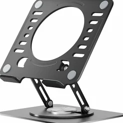 Swivel Laptop Stand - Adjustable 360° Rotating Metal Laptop Riser (Black) - Raise, rotate, and cool your laptop for better posture and productivity.