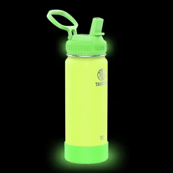 Takeya Actives Spout Reusable Water Bottle, 18 Oz, Glow-In-The-Dark Lightning Green