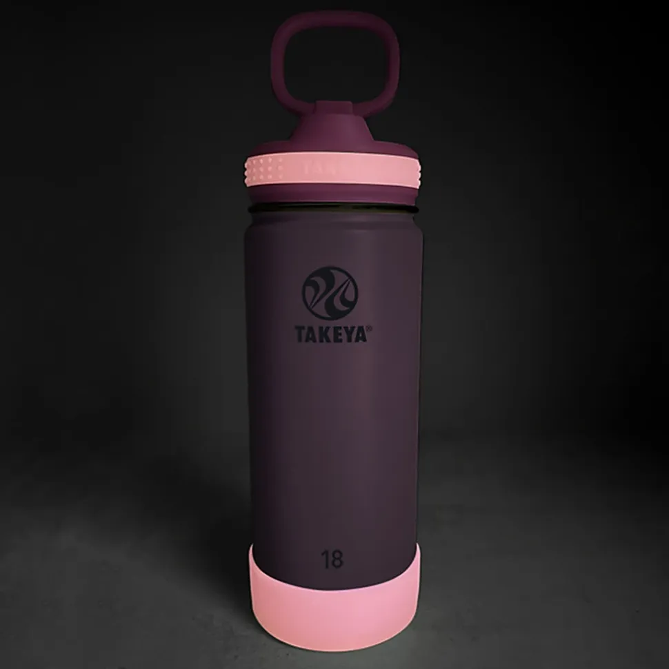 Takeya Actives Spout Reusable Water Bottle, 18 Oz, Glow-In-The-Dark Summer Pink
