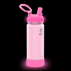 Takeya Actives Spout Reusable Water Bottle, 18 Oz, Glow-In-The-Dark Summer Pink