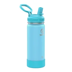 Takeya Actives Spout Reusable Water Bottle, 18 Oz, Glow-In-The-Dark Worm Blue