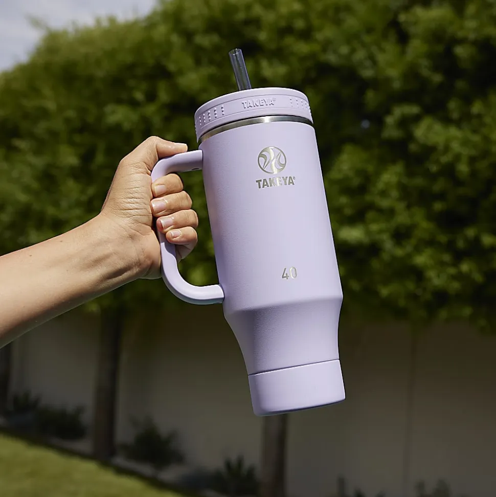 Takeya Fixed Handle Straw Tumbler, 40 Oz, Vivacity Purple