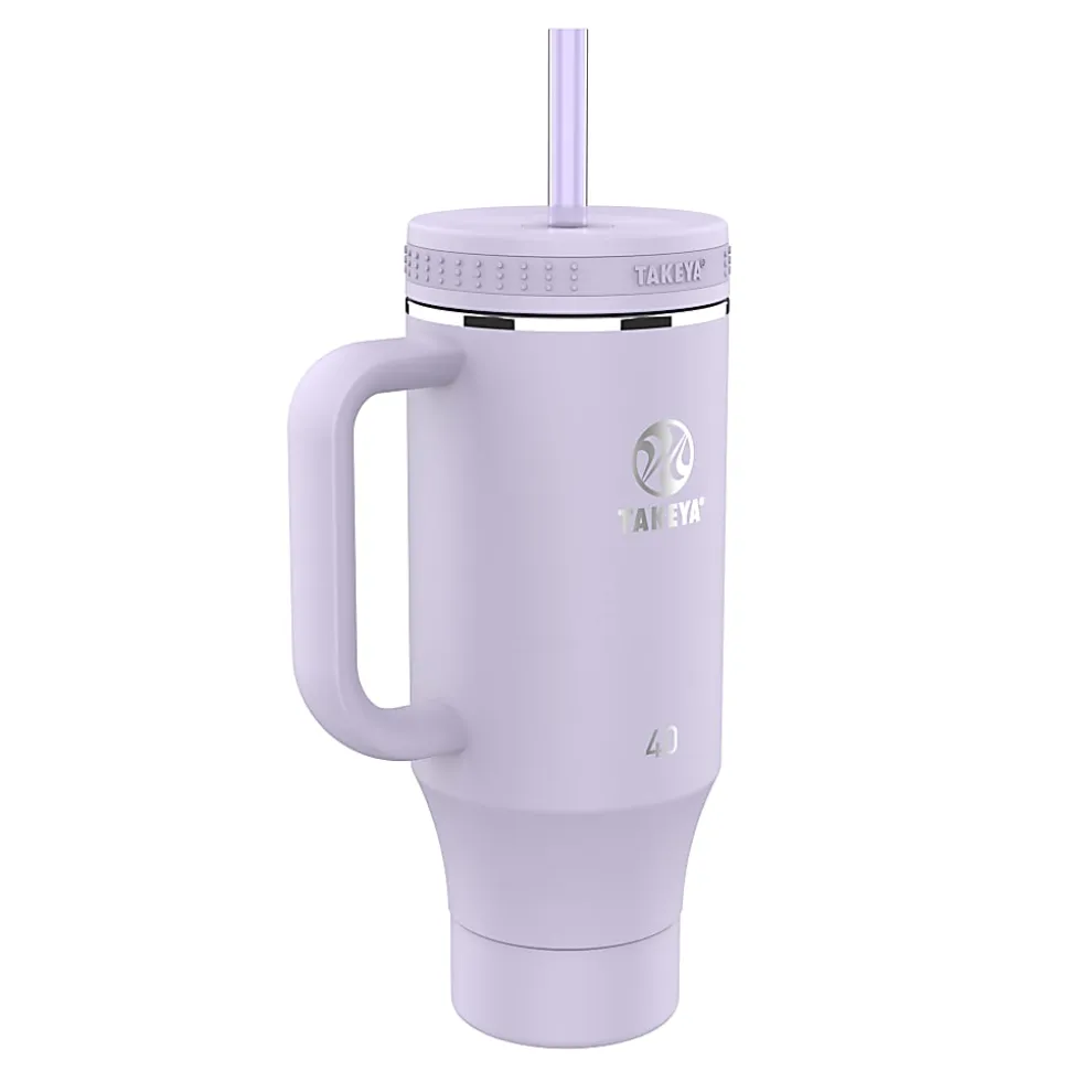 Takeya Fixed Handle Straw Tumbler, 40 Oz, Vivacity Purple
