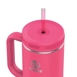 Takeya Fixed Handle Straw Tumbler, 40 Oz, Dragon Fruit