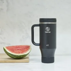 Takeya Fixed Handle Straw Tumbler, 40 Oz, Onyx