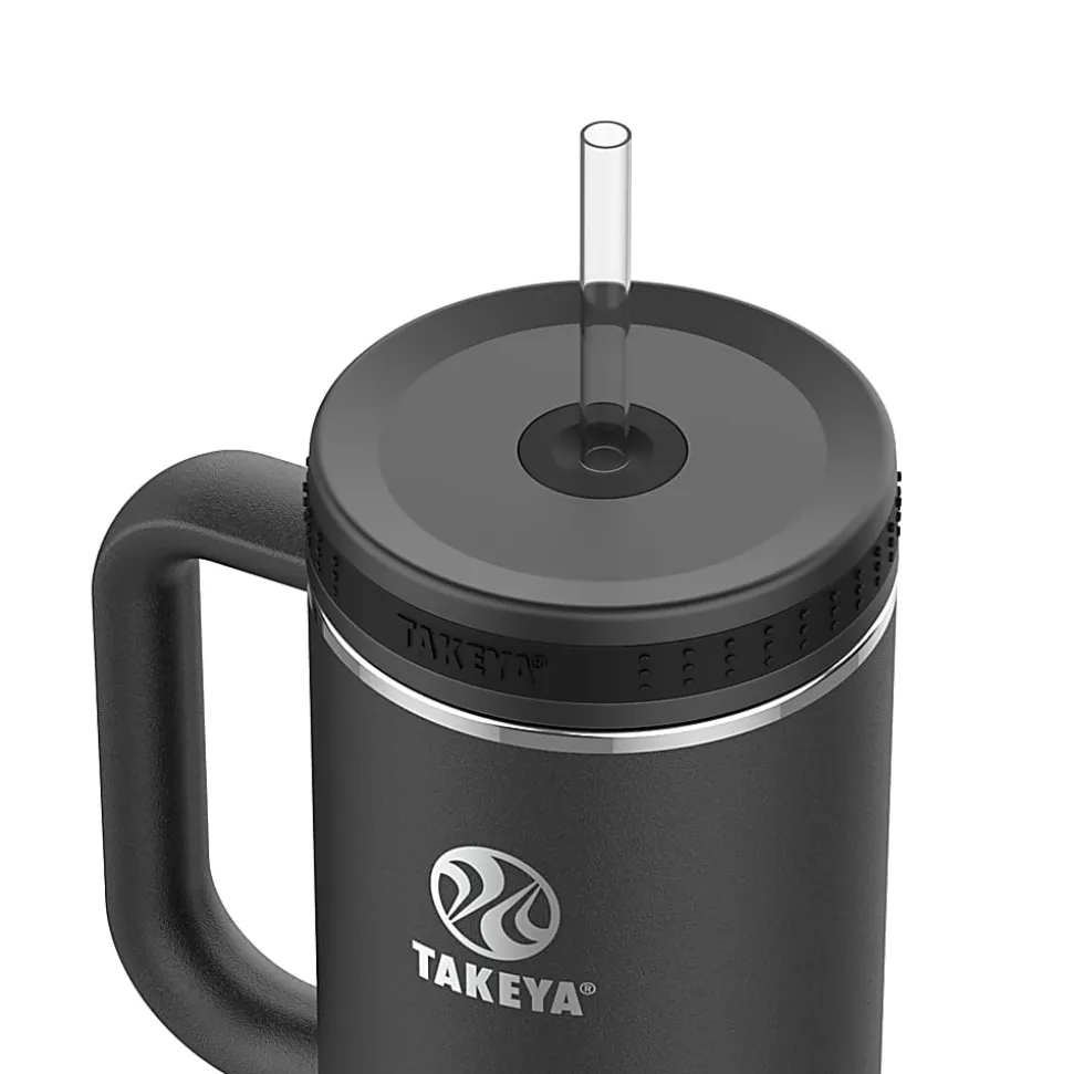 Takeya Fixed Handle Straw Tumbler, 40 Oz, Onyx