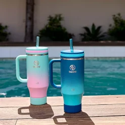 Takeya Fixed Handle Straw Tumbler, 40 Oz, Ombre Dream