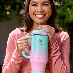Takeya Fixed Handle Straw Tumbler, 40 Oz, Ombre Dream