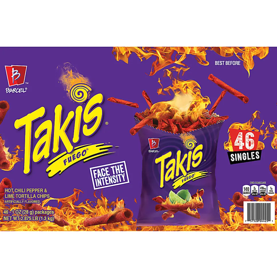 Takis Fuego Chips, 1 Oz, Pack Of 46 Bags