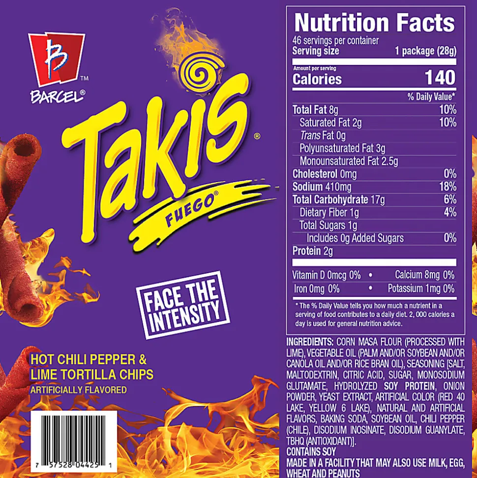 Takis Fuego Chips, 1 Oz, Pack Of 46 Bags