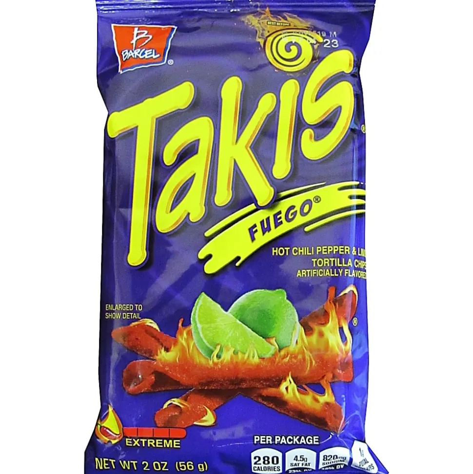 Takis Fuego Rolled Tortilla Chips - Hot Chili Pepper & Lime - 1 - 1.98 oz - 42 / Carton
