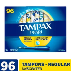 Tampax Pearl Regular Absorbency Tampons, Pack of 96