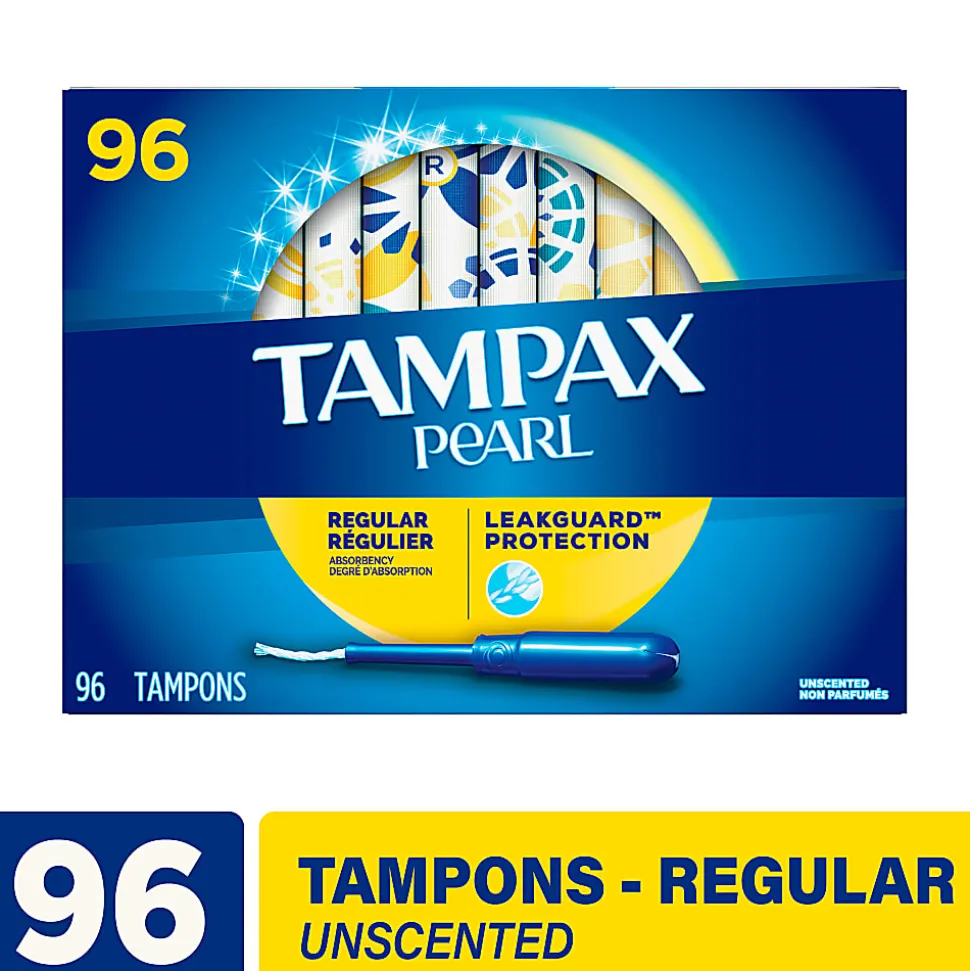 Tampax Pearl Regular Absorbency Tampons, Pack of 96