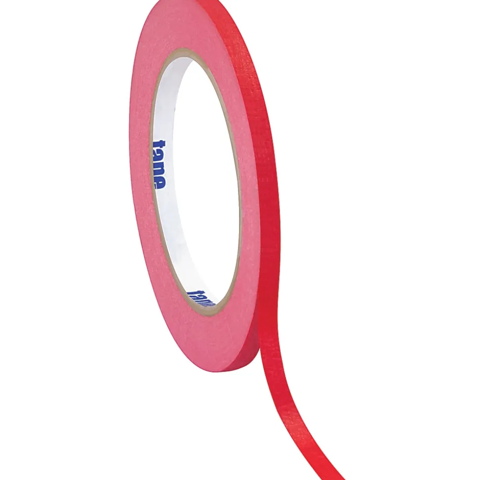 Tape Logic® Color Masking Tape, 3" Core, 0.5" x 180', Red, Case Of 72