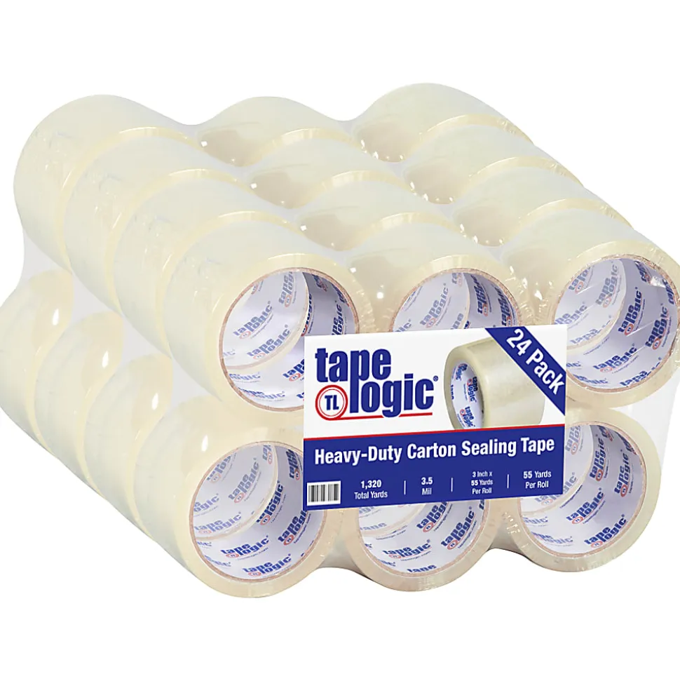 Tape Logic® #350 Industrial Acrylic Tape, 3" Core, 3" x 55 Yd., Clear, Case Of 24