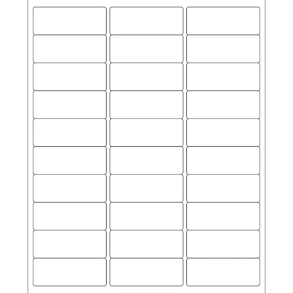 Tape Logic® Inkjet/Laser Labels, LL113, Rectangle, 2 5/8" x 1", White, Case Of 3,000