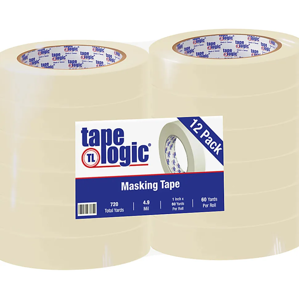 Tape Logic® 2200 Masking Tape, 3" Core, 1" x 180', Natural, Case Of 12
