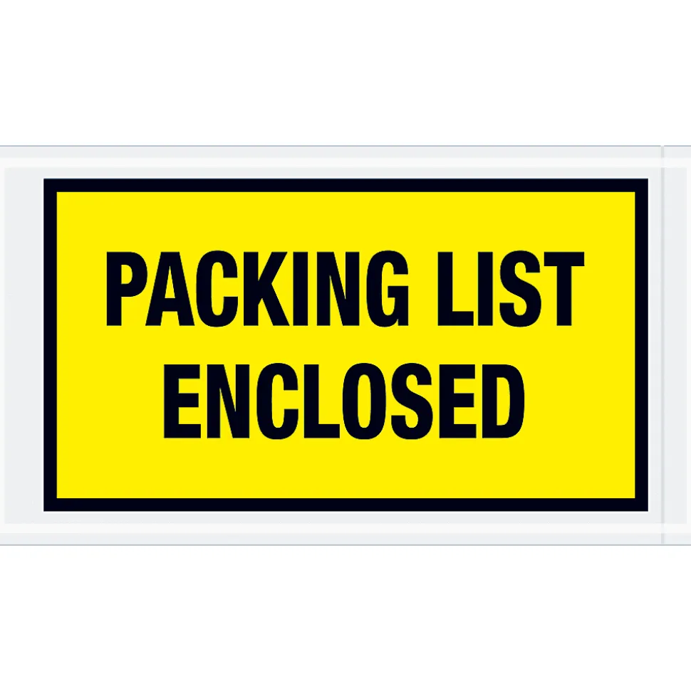 Tape Logic® Preprinted Packing List Envelopes, Packing List Enclosed, 5 1/2" x 10", Yellow, Case Of 1,000