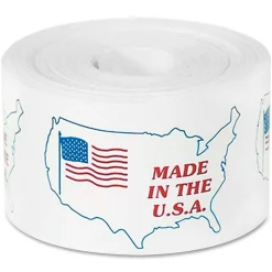 Tape Logic® Preprinted Shipping Labels, USA503, "Made In The U.S.A.," 4 1/2" x 3", Red/White/Blue, Roll Of 500