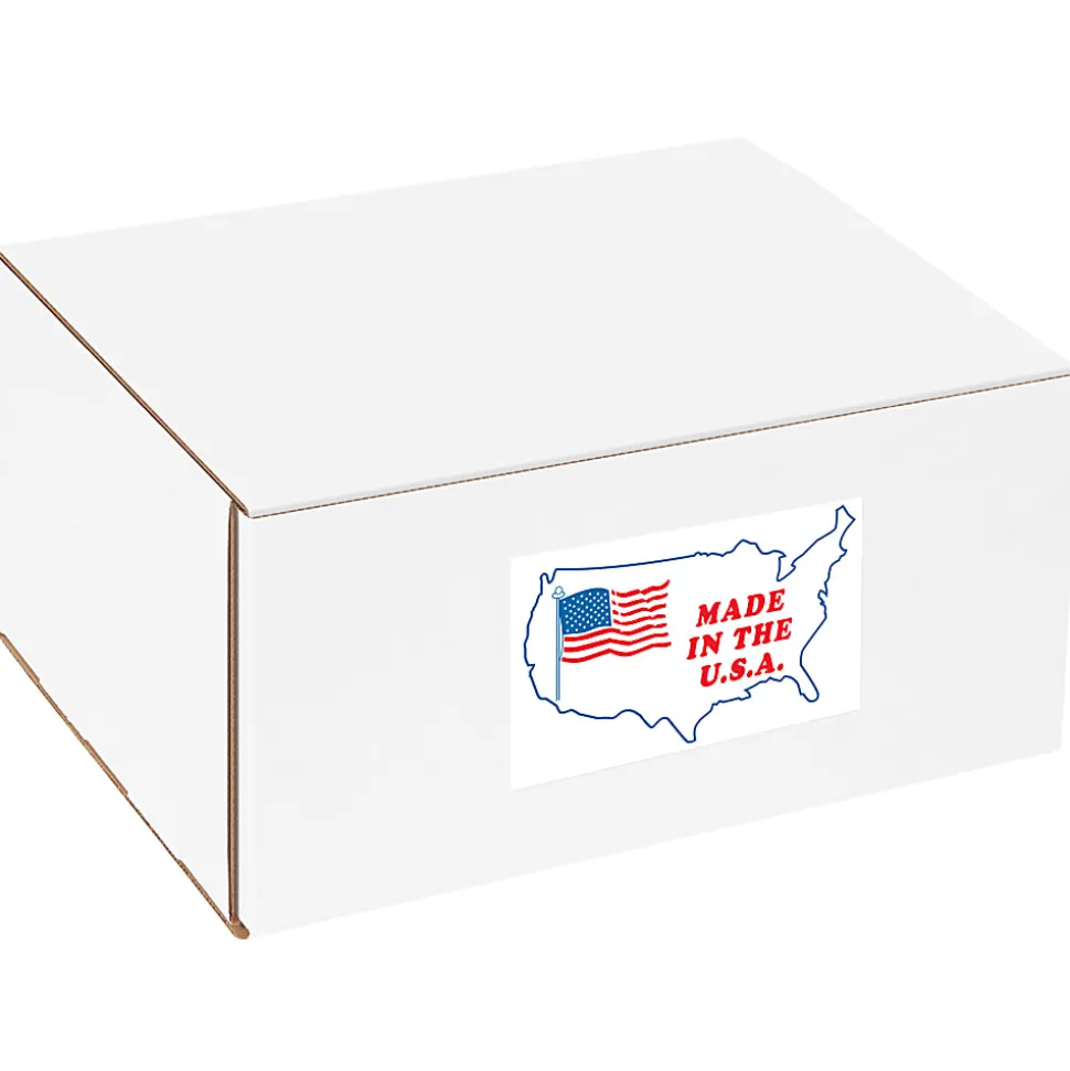 Tape Logic® Preprinted Shipping Labels, USA503, "Made In The U.S.A.," 4 1/2" x 3", Red/White/Blue, Roll Of 500