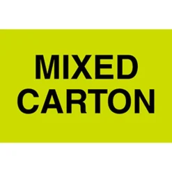 Tape Logic Preprinted Special Handling Labels, DL2501, "Mixed Carton", 5" x 3", Bright Yellow, Roll Of 500