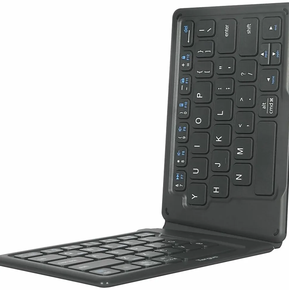 Targus Ergonomic Foldable Bluetooth Antimicrobial Keyboard, Compact Size, Black, AKF003US