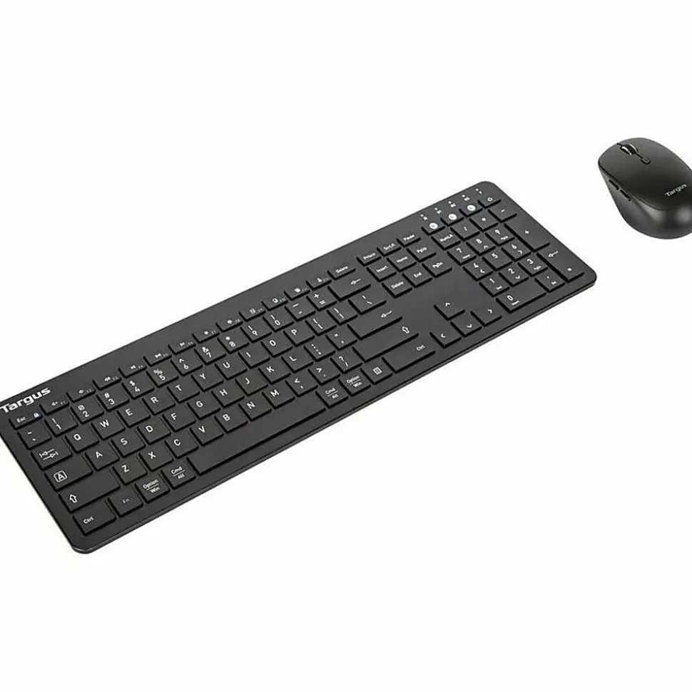Targus Full-Size Bluetooth Keyboard And Midsize Comfort Antimicrobial Mouse Bundle, Black