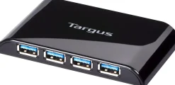 Targus® 4-Port USB 3.0 SuperSpeed™ Hub, 1.3"H x 3.3"W x 0.5"D