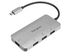 Targus® USB-C To 4-Port USB-A Hub, 1-13/16”H x 3-3/4”W x 1/2”D, Silver, ACH226BT