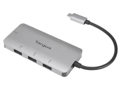 Targus® USB-C To 4-Port USB-A Hub, 1-13/16”H x 3-3/4”W x 1/2”D, Silver, ACH226BT