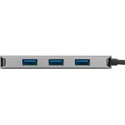 Targus® USB-C To 4-Port USB-A Hub, 1-13/16”H x 3-3/4”W x 1/2”D, Silver, ACH226BT