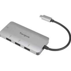 Targus® USB-C To 4-Port USB-A Hub, 1-13/16”H x 3-3/4”W x 1/2”D, Silver, ACH226BT