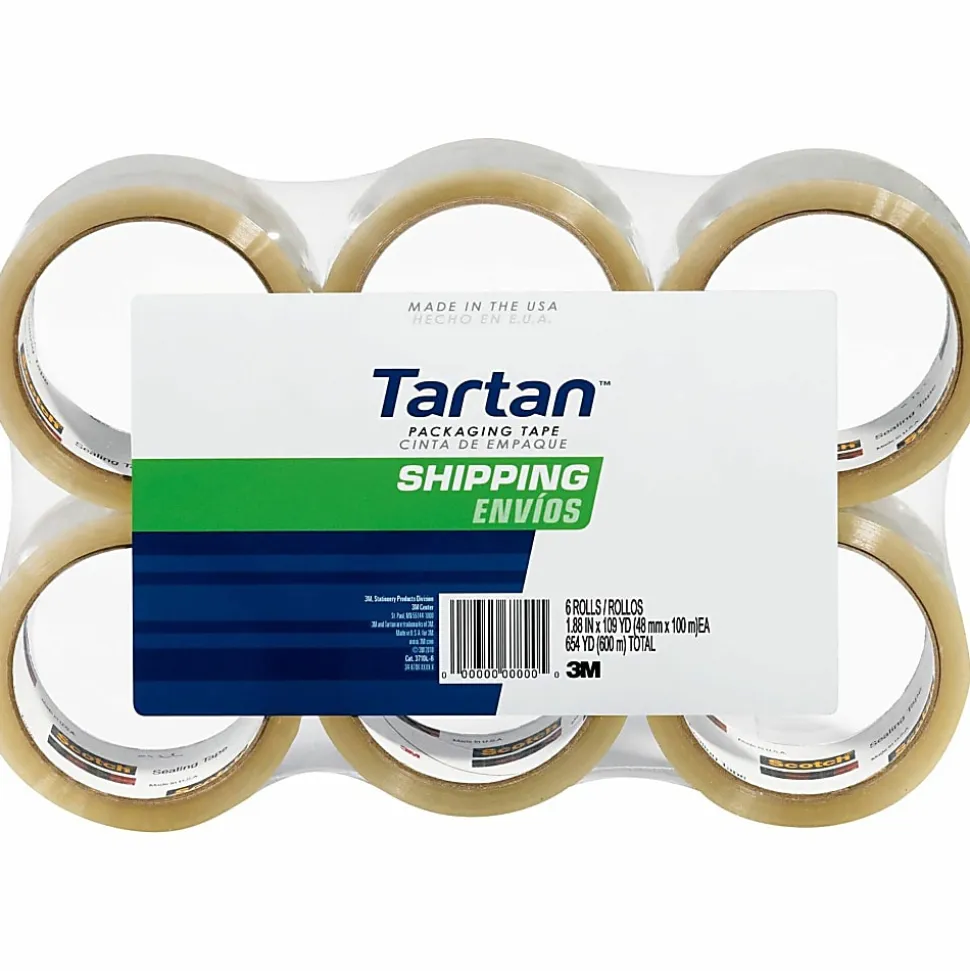 Tartan General-Purpose Packaging Tape - 54.60 yd x 1.88"- 1.9 mil Thickness - 3" Core - Rubber Resin Backing - 37102CRPK