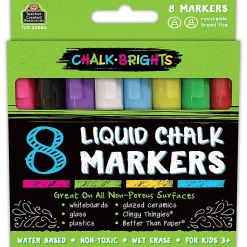 Teacher Created Resources Chalk Brights Liquid Chalk Markers, 2-Sided, Assorted Colors, 8 Markers Per Pack, Set Of 2 Packs