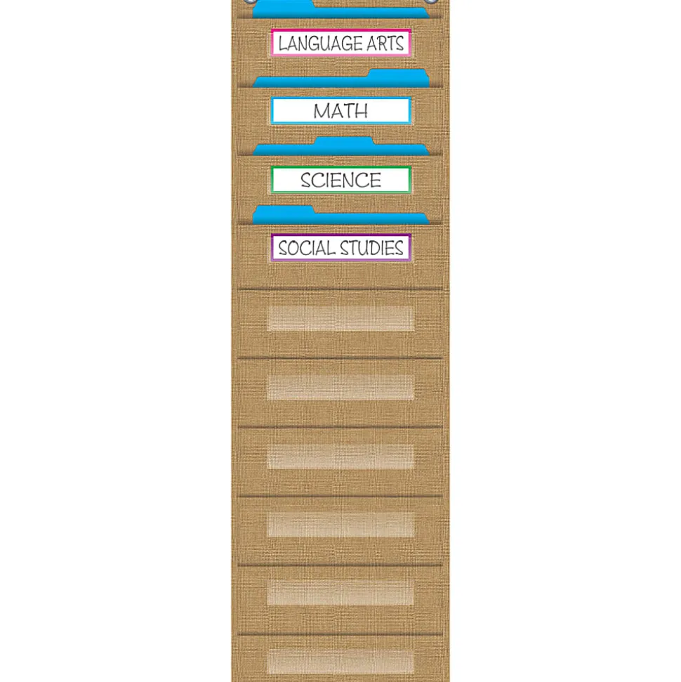 Teacher Created Resources File Storage Pocket Chart With 10 Pockets, 14" x 58", Burlap