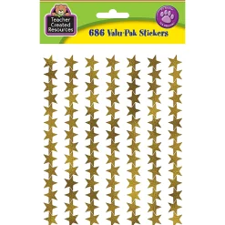 Teacher Created Resources Gold Foil Star Stickers, 686 Stickers Per Pack, Set Of 6 Packs