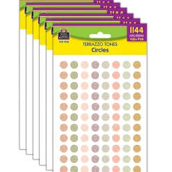Teacher Created Resources Mini Stickers, 3/8”, Terrazzo Tones Circles, 1,144 Stickers Per Pack, Bundle Of 6 Packs