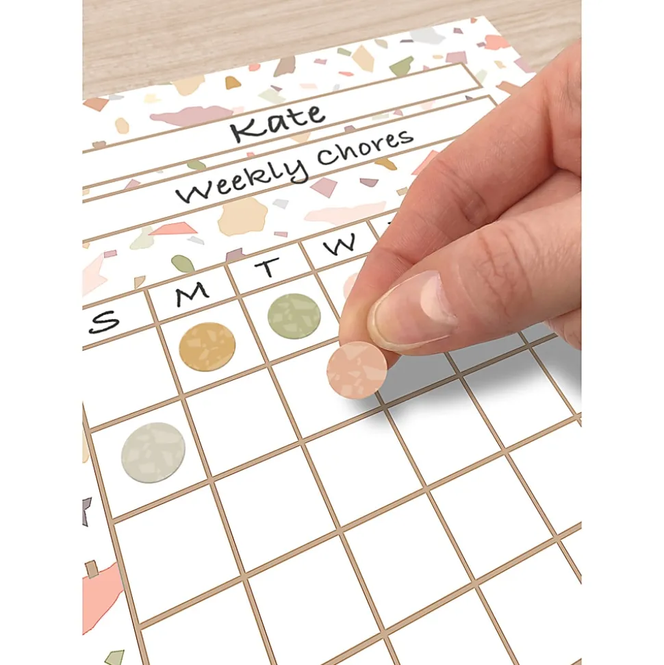 Teacher Created Resources Mini Stickers, 3/8”, Terrazzo Tones Circles, 1,144 Stickers Per Pack, Bundle Of 6 Packs