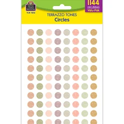 Teacher Created Resources Mini Stickers, 3/8”, Terrazzo Tones Circles, 1,144 Stickers Per Pack, Bundle Of 6 Packs