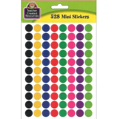Teacher Created Resources® Mini Stickers, 3/8", Colorful Circles, 528 Stickers Per Pack, Set Of 12 Packs