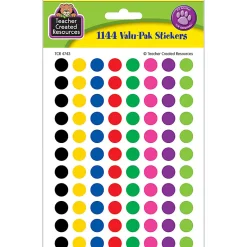 Teacher Created Resources® Mini Stickers, Colorful Circles, 1,144 Stickers Per Pack, Set Of 6 Packs