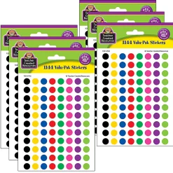 Teacher Created Resources® Mini Stickers, Colorful Circles, 1,144 Stickers Per Pack, Set Of 6 Packs