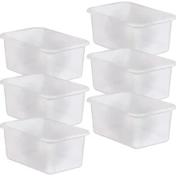 Teacher Created Resources Plastic Storage Bin, Small, Clear, Pack Of 6