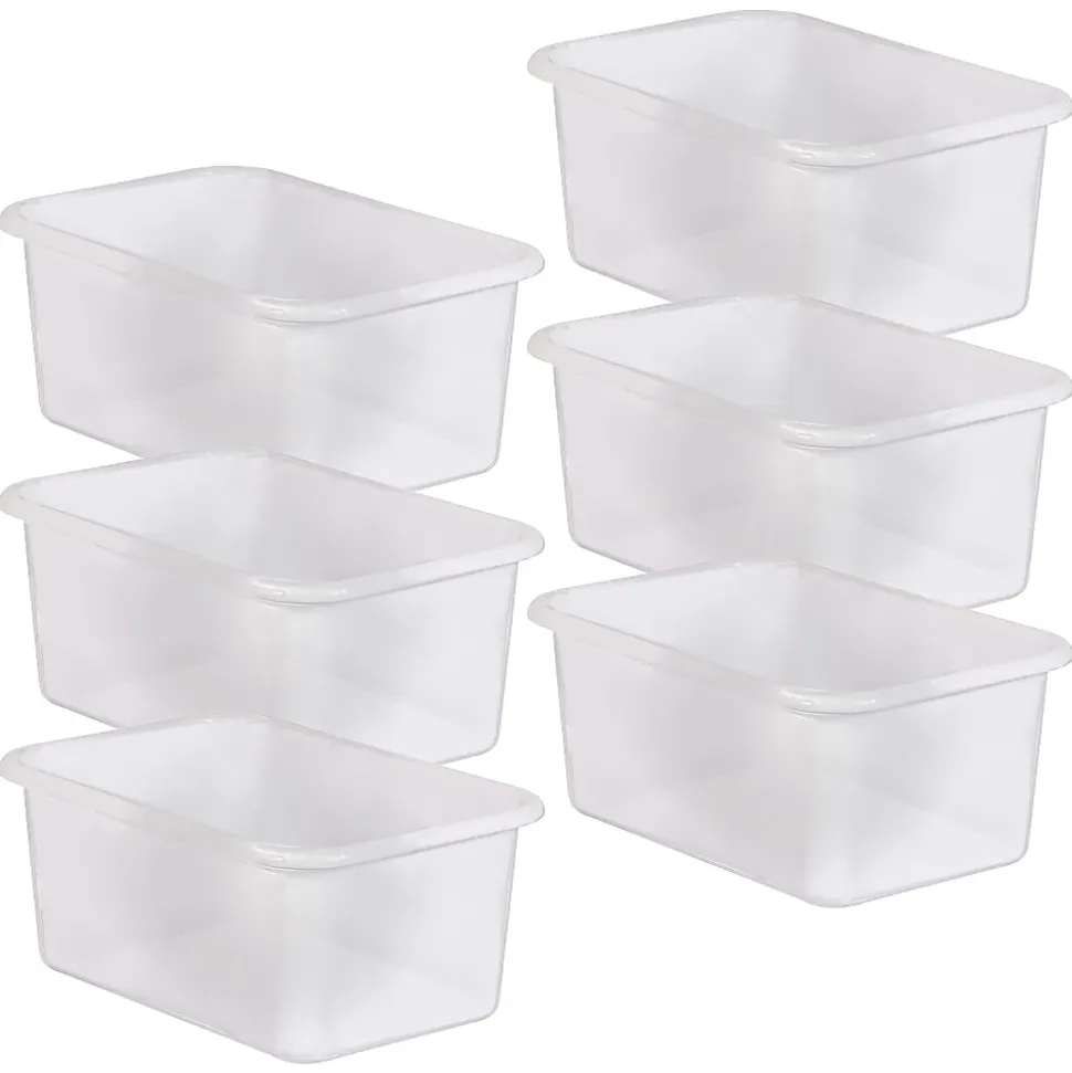 Teacher Created Resources Plastic Storage Bin, Small, Clear, Pack Of 6