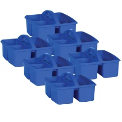 Teacher Created Resources Plastic Storage Caddies, Medium Size, Blue, Pack Of 6 Caddies